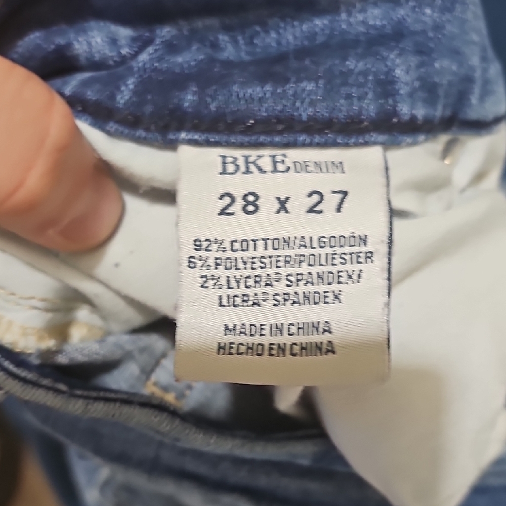 BKE Blue Skinny Jeans with Distressed Details - Picture 3 of 4